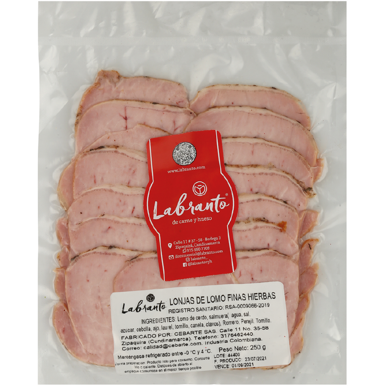 Lonjas de lomo finas hierbas x 250 gr